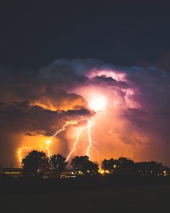 lightning caused by storm