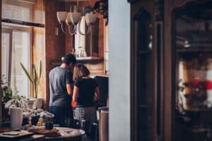 homeowners in kitchen